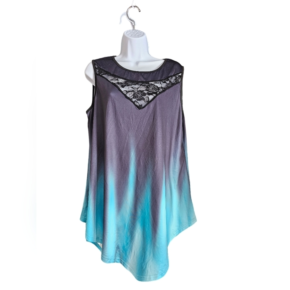 Teal and black ombre lace tank 1xl
